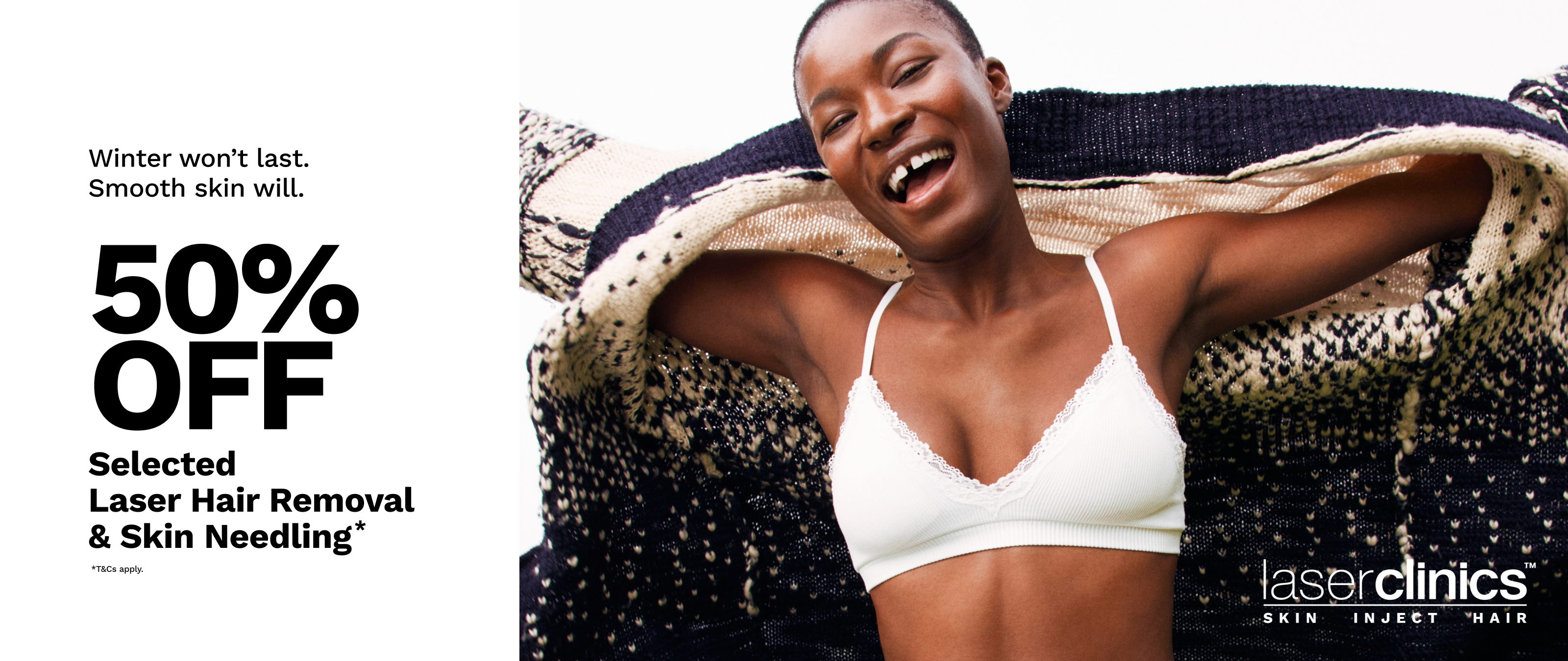 Shop 50% off selected laser hair removal